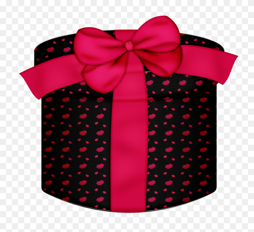 900x819 Black Kiss Round Gift Box Png - Gift PNG