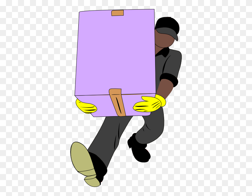 372x593 Black Man Carrying Box Clip Art - Black Man Clipart