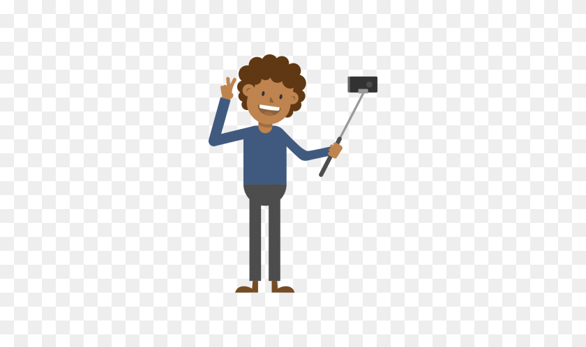 Black Man Taking A Selfie Cartoon Vector - Selfie PNG