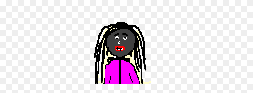 300x250 Black Man With Long Dreads In Pink Outfit Drawing - Dreads PNG