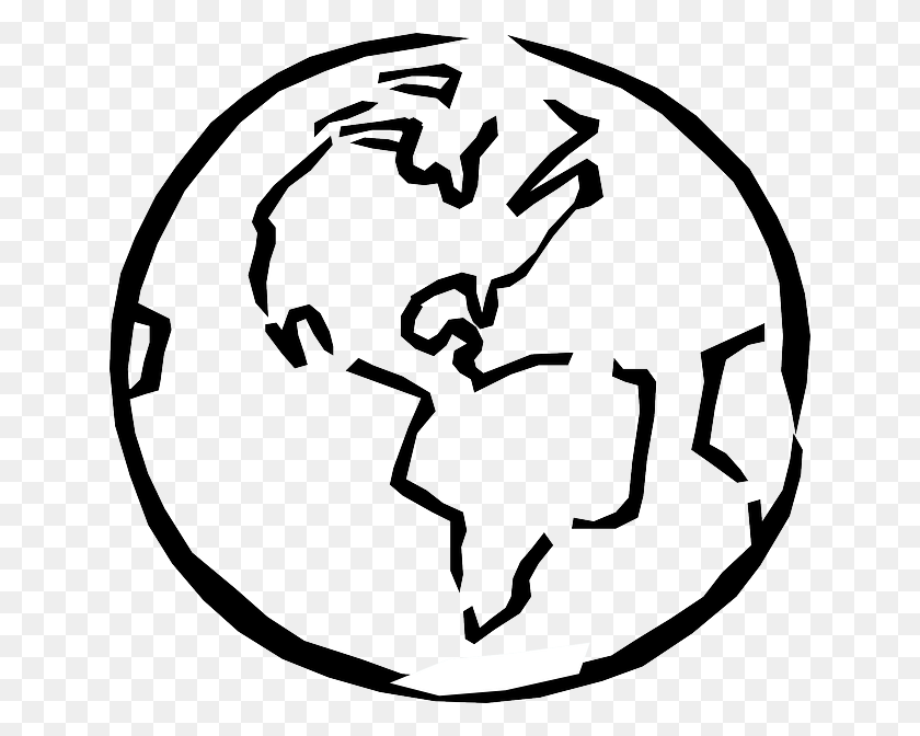 640x612 Black Map Of World With Countries Borders - Earth And Moon Clipart