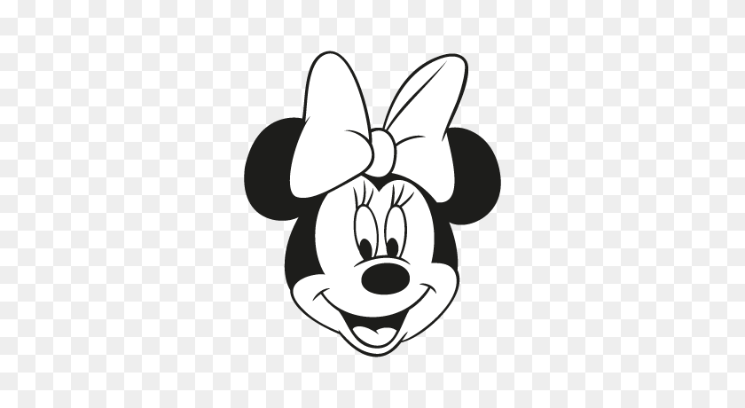 400x400 Black Minnie Mouse Head Clip Art - Minnie Mouse Head Clipart Black And White