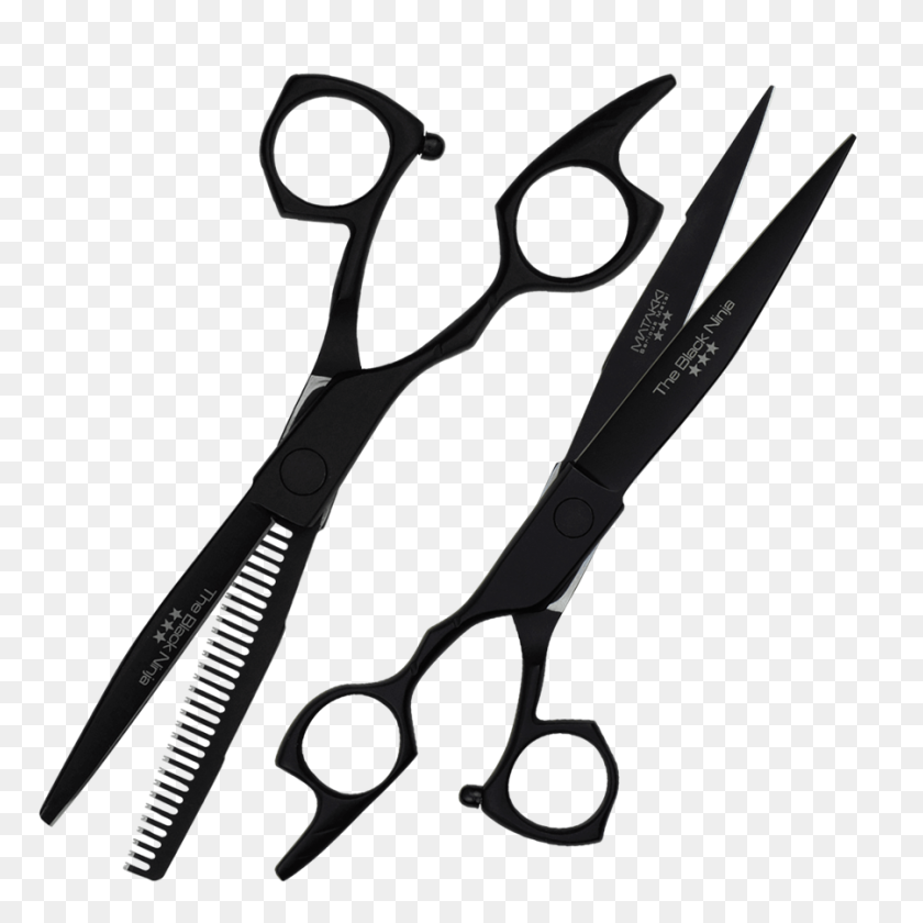900x900 Black Ninja Set Hairdressing Barber Scissor Professional - Barber Scissors PNG