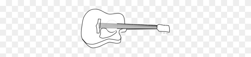 297x132 Black Outline Of Acoustic Guitar Clip Art - Guitar Clipart Black And White