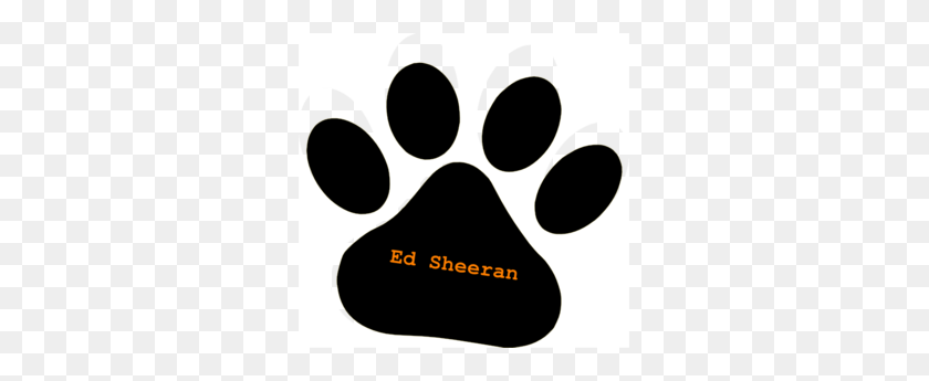 299x285 Black Pet Paw Ed Sheeran Orange Text Clip Art - Puppy Paw Clipart