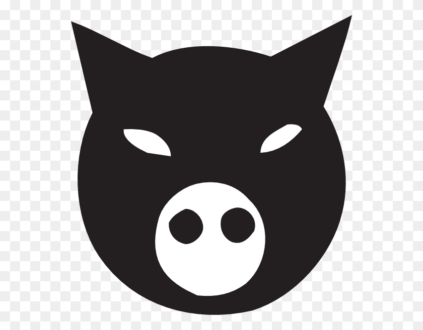 558x597 Black Pig Face Png, Clip Art For Web - Pig Clipart Black And White