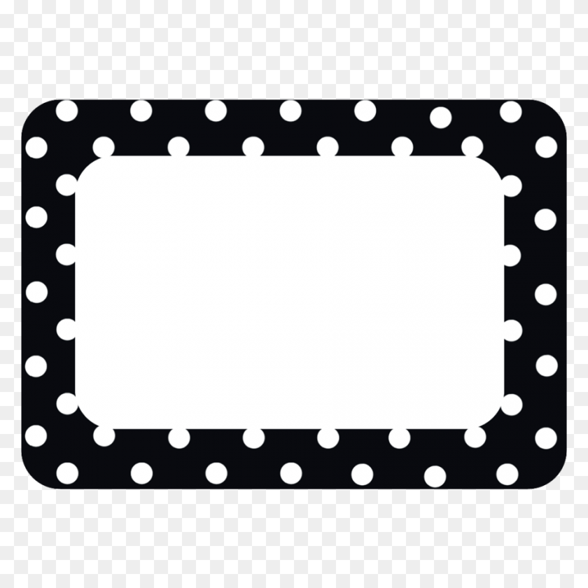 900x900 Black Polka Dots Name Tagslabels - White Dots PNG