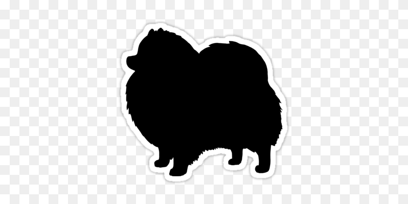 375x360 Black Pomeranian Dog Silhouette - Pomeranian Clipart