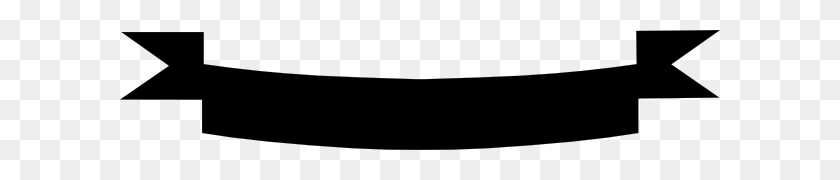 600x120 Black Ribbon Banner Clip Art - Black Banner PNG