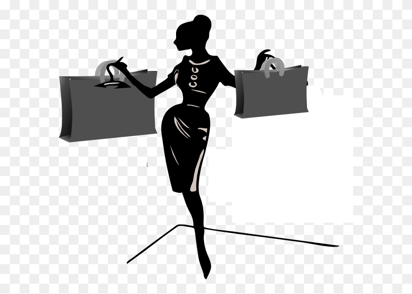 600x541 Black Silhouette Woman Shopping Bag Clipart Collection - Shopping Bag Clipart