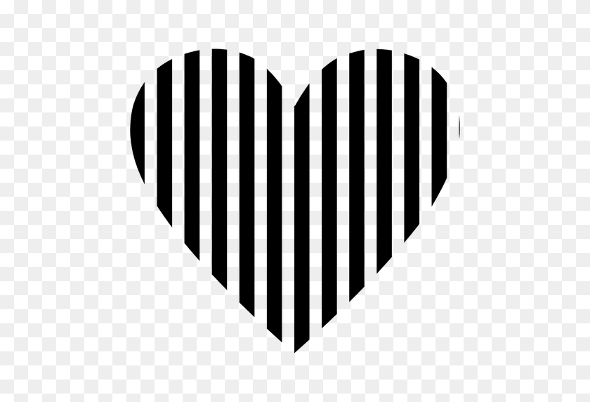 512x512 Logotipo De Corazón De Rayas Negras - Rayas Blancas Png