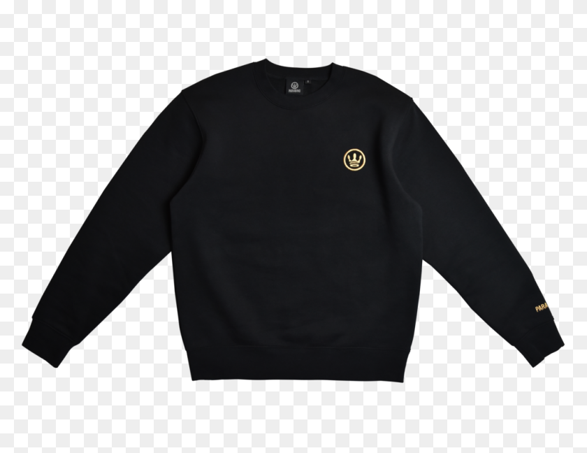 1000x754 Black Sweatshirt With Chest Gold Crown Parabino - Sweatshirt PNG