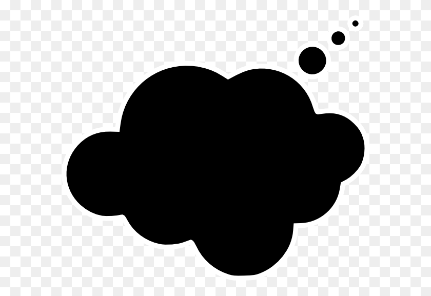 600x517 Black Thought Bubble White Center Png, Clip Art For Web - Thought Cloud PNG