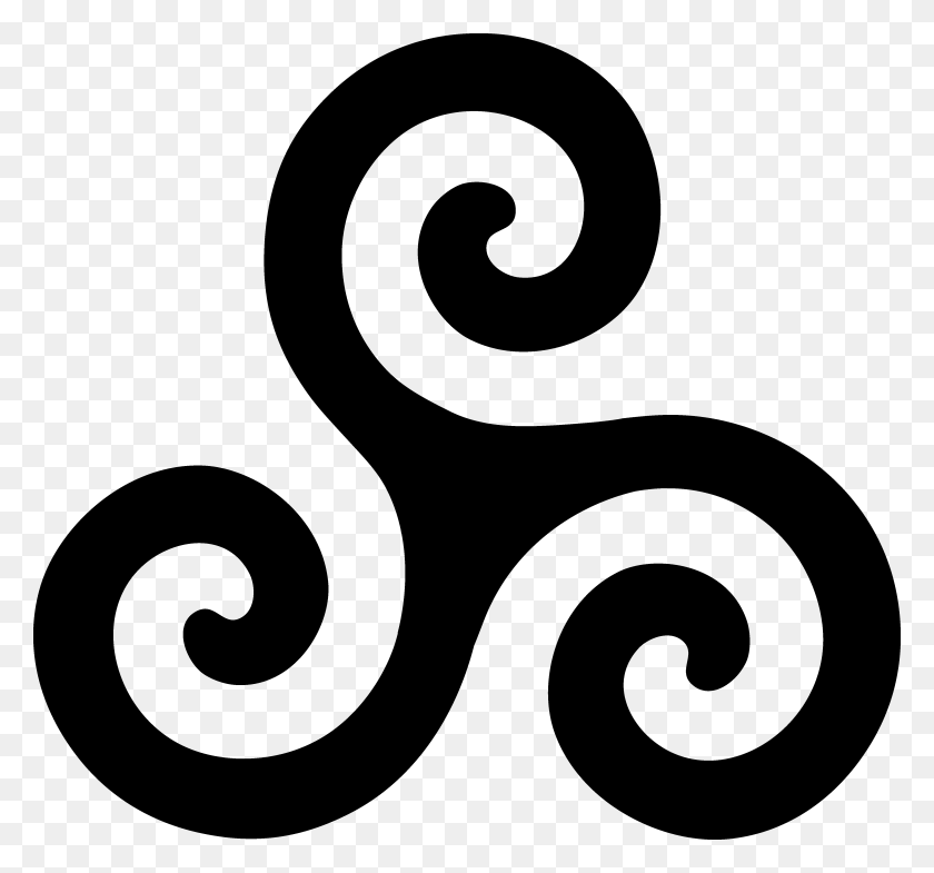 4528x4210 Black Triskelion Symbol - Pagan Clipart