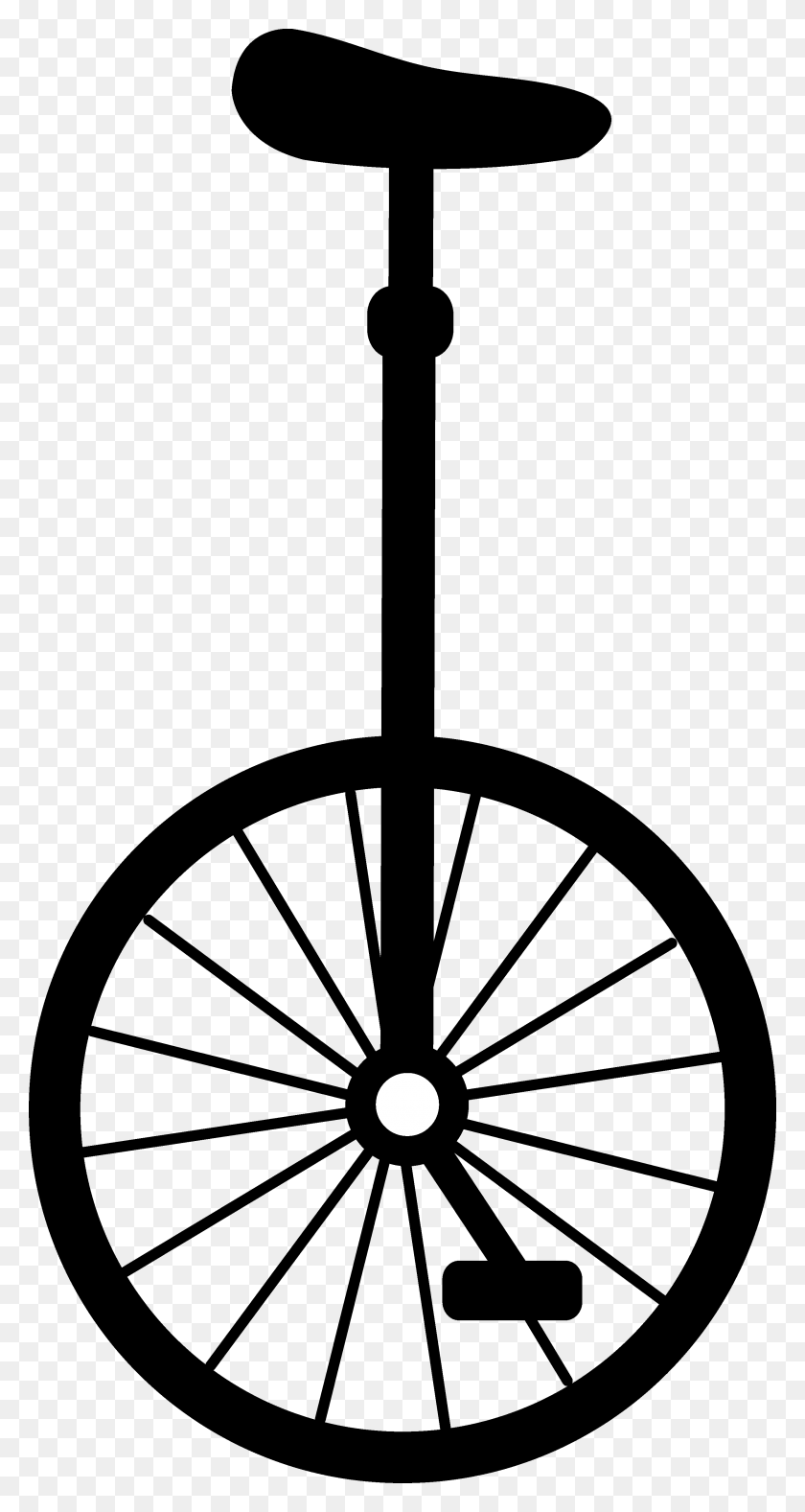 2654x5163 Черный Одноколесный Велосипед Силуэт - Углеродный Клипарт