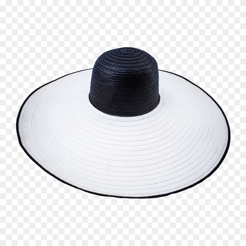1500x1500 Black White Oversized Floppy Straw Hat - Straw Hat PNG