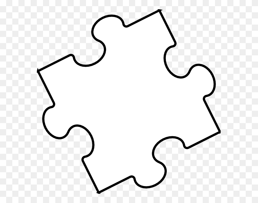 600x600 Black White Puzzle Piece Clip Art - Puzzle Clipart Black And White