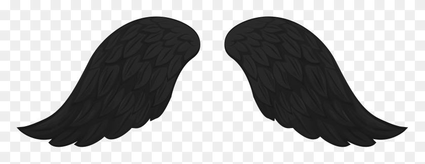 8000x2717 Black Wings Transparent Clip Art Png - Black Wings PNG