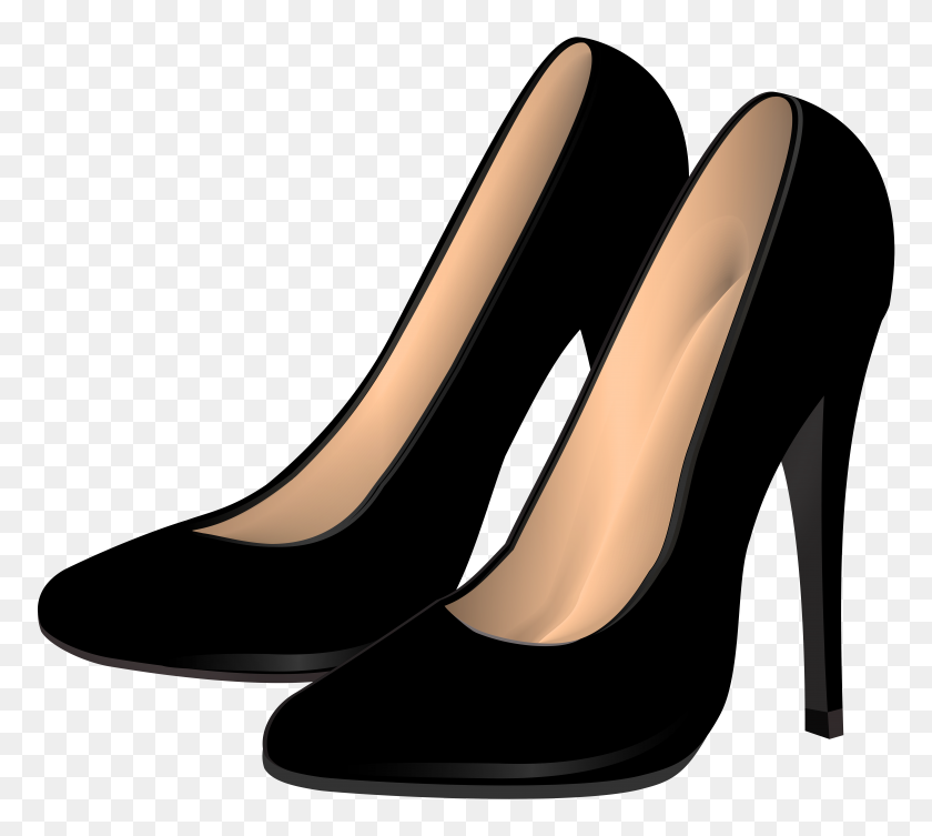 8000x7113 Black Womens High Heels Png Clip Art - Shoe Clipart PNG