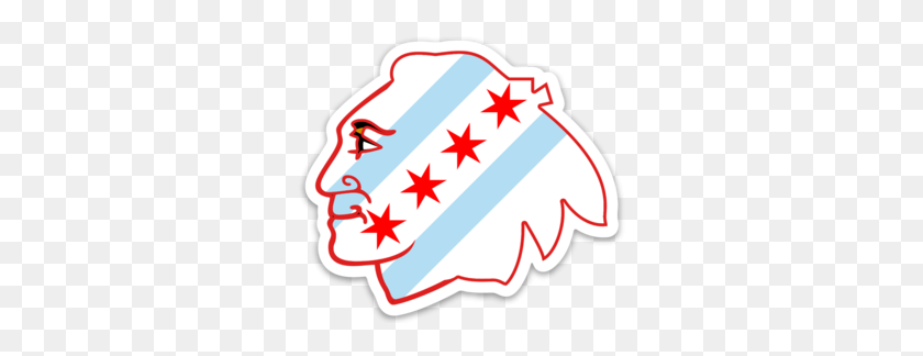 298x264 Blackhawk Indian Chicago Flag Impression Decal Sticker - Chicago Flag PNG
