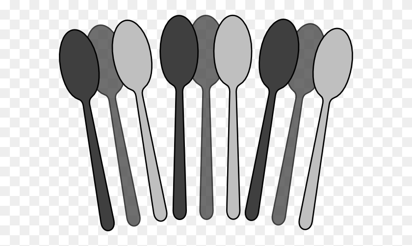 600x442 Blackwhite Spoons Clip Art - Spoon Clipart Black And White