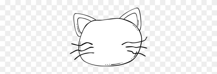 300x228 Blank Cat S Face Clip Art - Cat Face Clipart Black And White