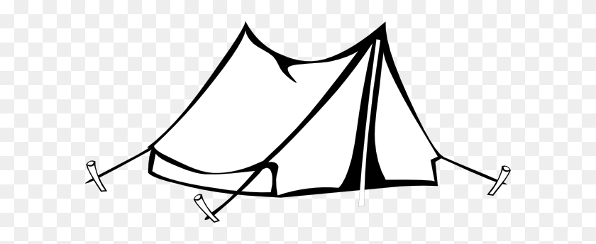 600x284 Blank Clip Art - Camping Clipart Black And White