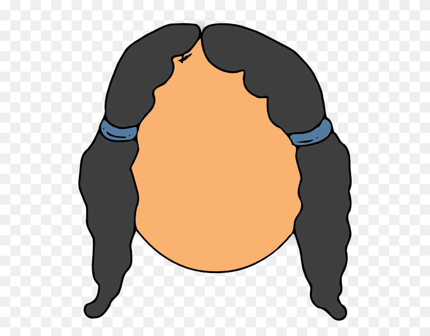 534x597 Blank Face Girl Black Hair Cartoon Clip Art - Girl With Brown Hair Clipart