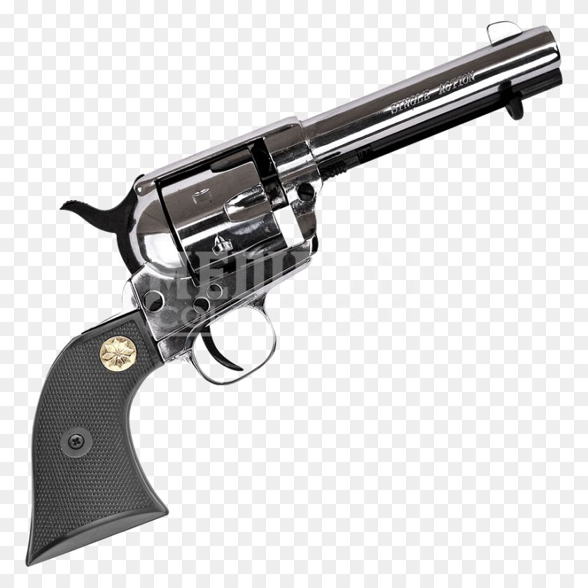 850x850 Blank Firing Nickel Western Revolver - Revolver PNG