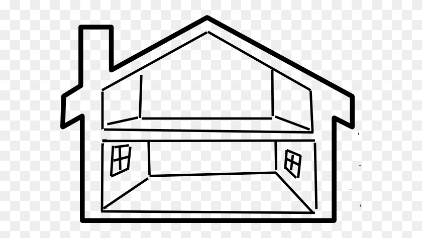 600x414 Blank House Clipart - Roof Clipart Black And White