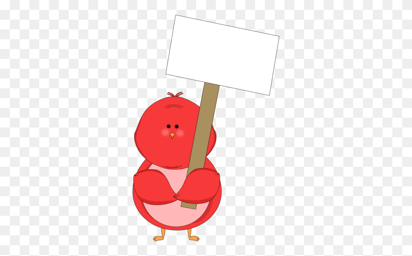 300x462 Пустой Знак Клипарт Пустой Знак Клипарт Красная Птица Держит Бланк - Знак Клипарт