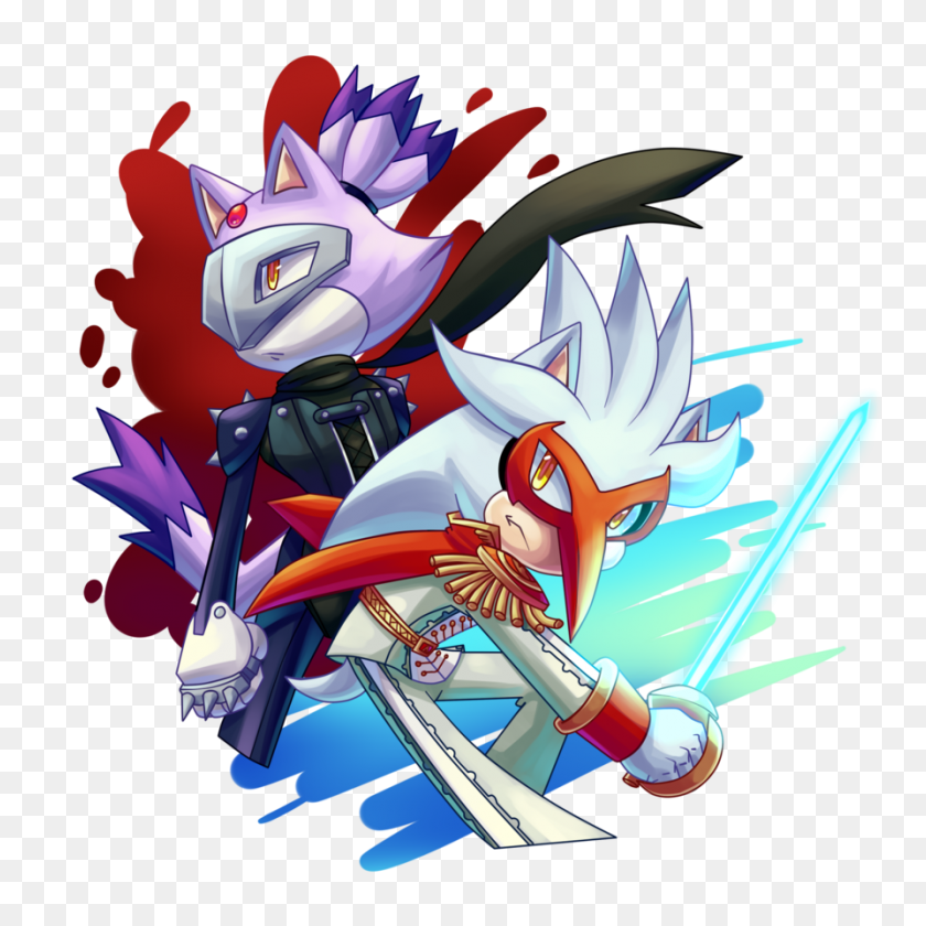 894x894 Blaze And Silver As Queen And Crow Persona Sonic The Hedgehog - Silver The Hedgehog PNG