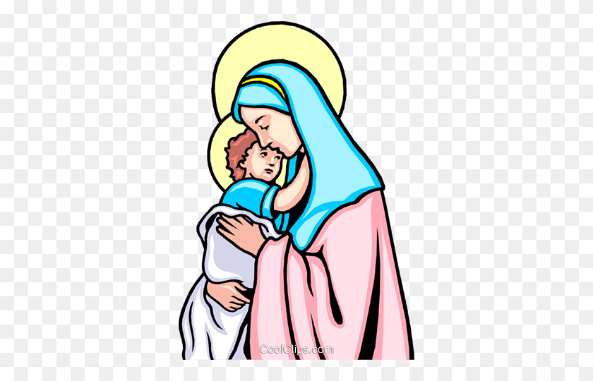 334x480 Blessed Virg Child Royalty Free Vector Clip Art Illustration - Mother Mary Clipart