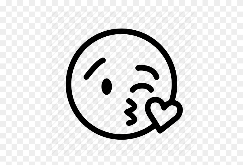 Blink, Emoji, Emoticon, Heart, Kiss, Love, Wink Icon - Kiss Emoji PNG