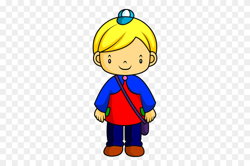 218x500 Blond Child With Bag - Blond Boy Clipart