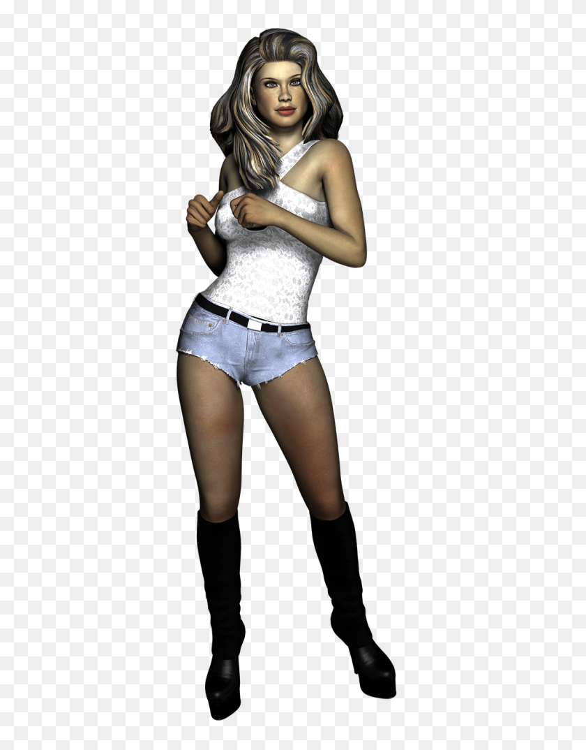 984x1280 Blonde Woman With Black Boots Transparent Png - Black Woman PNG