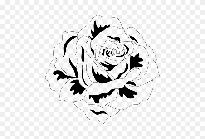 512x512 Blooming Rose Head Black Icon - Black Rose PNG