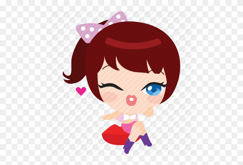 512x512 Blow, Cartoon, Date, Emoji, Girl, Girlfriend, Kiss Icon - Girl Emoji PNG