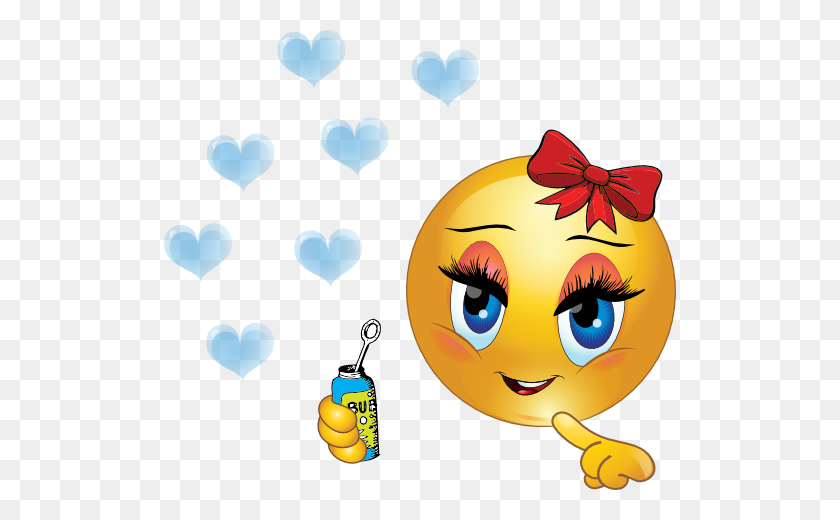 512x460 Soplando Burbujas Chica Smiley Emoticon Clipart - Soplando Burbujas Clipart