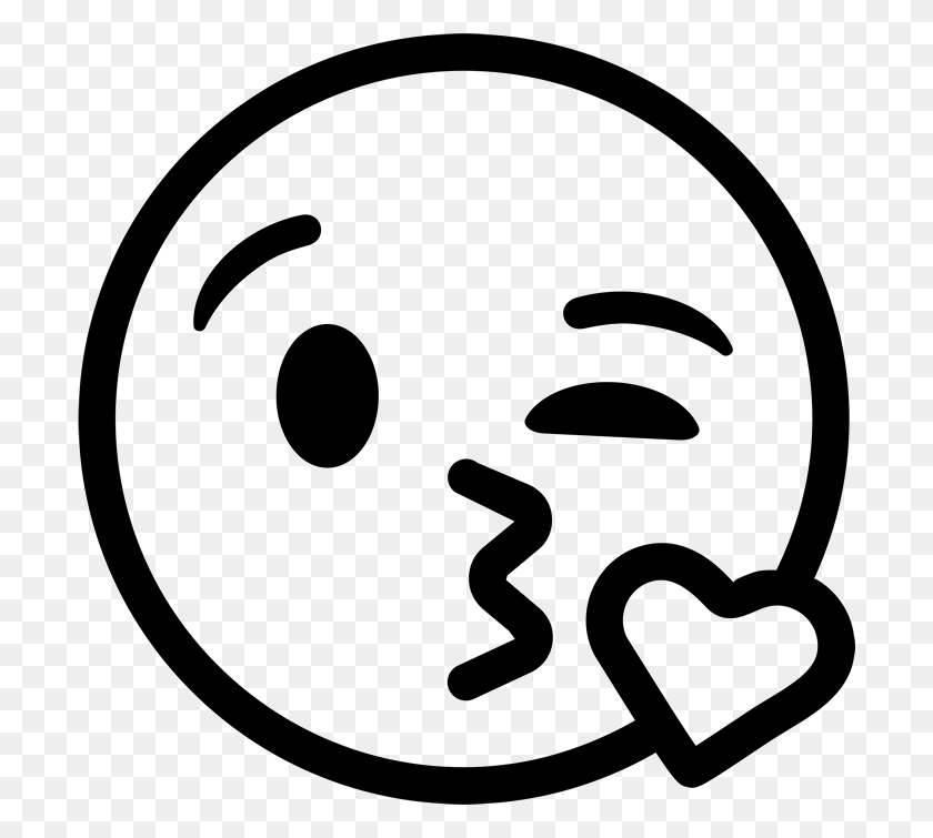 700x695 Blowing Kiss Emoji Rubber Stamp Emoji Stamps Stamptopia - Emoji Black And White Clipart