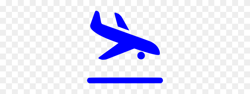 256x256 Blue Airplane Landing Icon - Plane Landing Clipart