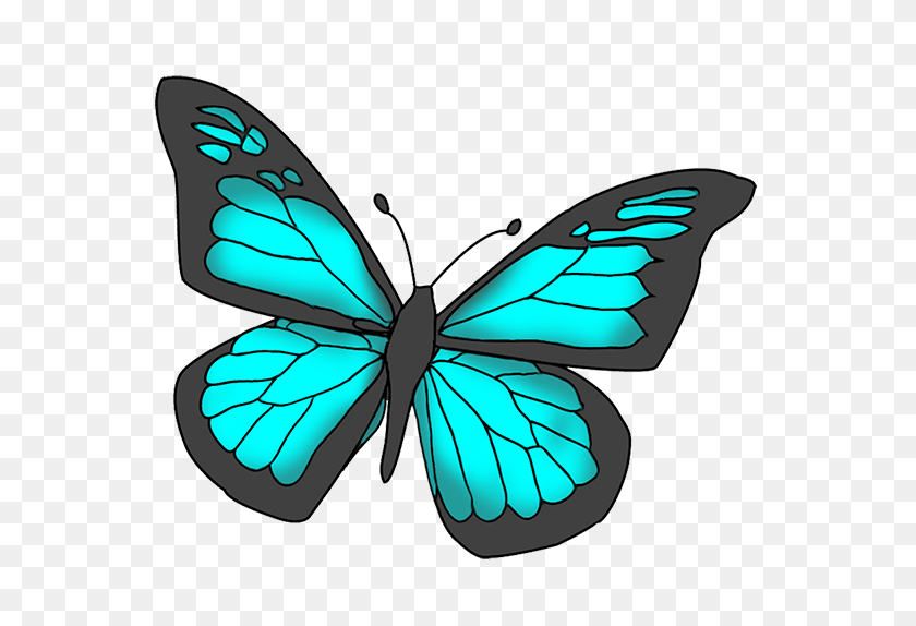 591x514 Синие И Черные Цветные Бабочки Клипарт Внуки - Голубые Бабочки Клипарт