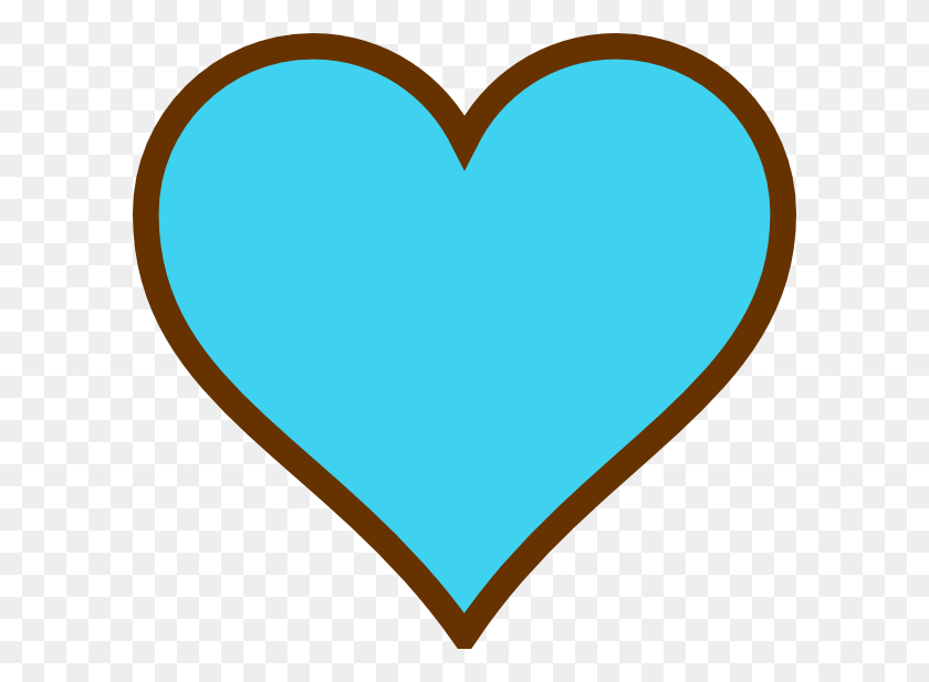 600x557 Blue And Brown Heart Png, Clip Art For Web - Blue Heart Clipart