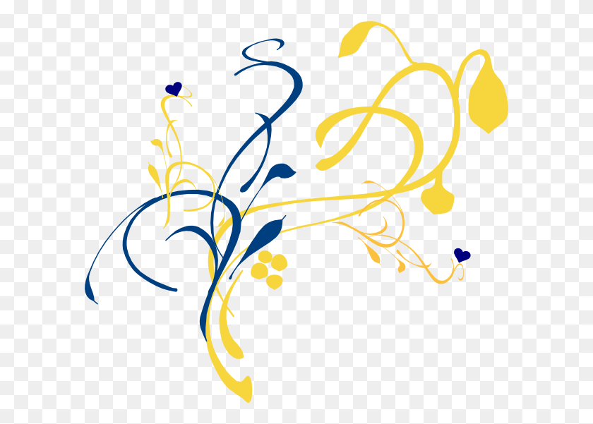 600x541 Blue And Gold Branch Png, Clip Art For Web - Gold Line Clipart
