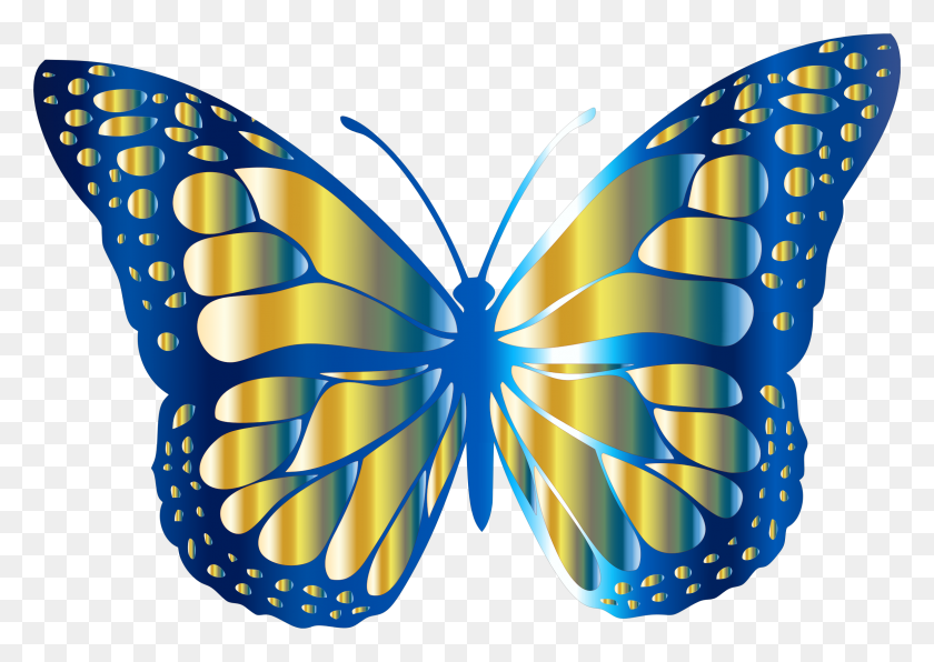 2310x1590 Синий И Золотой Векторное Изображение Бабочки Монарх - Вектор Бабочка Png