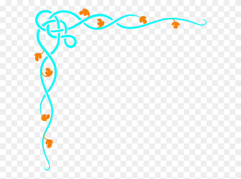 600x564 Blue And Orange Decorative Swirl Border Clip Art - Decorative Scroll Clipart