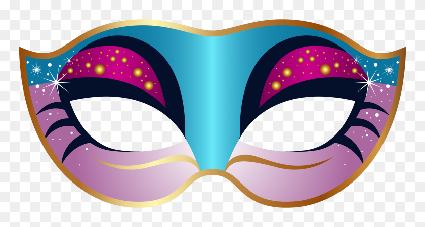 6230x3108 Blue And Pink Carnival Mask Png Clip Art Gallery - Carnival Border Clipart