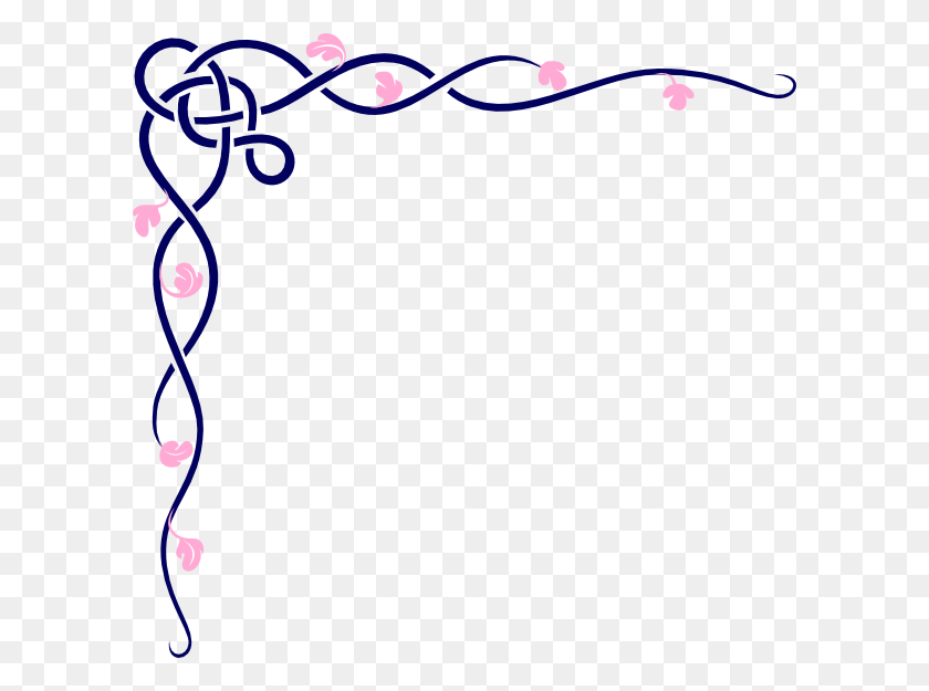 600x565 Blue And Pink Vine Clip Art Frame And Borders Download - Blue Frame Clipart