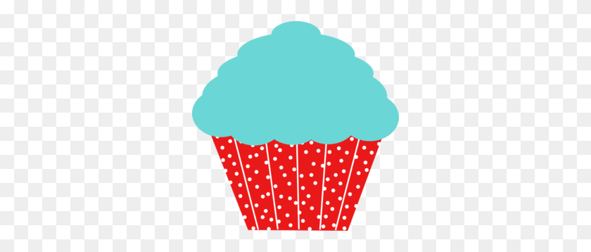 294x298 Blue And Red Polkadot Cupcake Clip Art - Cupcake Clipart PNG