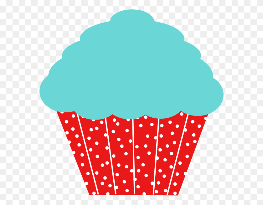 588x595 Blue And Red Polkadot Cupcake Png, Clip Art For Web - Red Dot Clipart